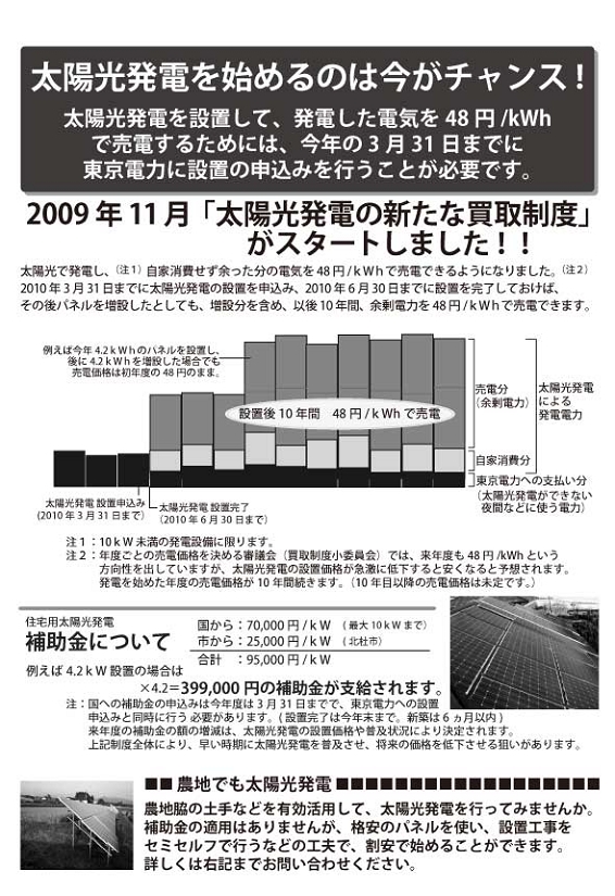 太陽光発電を始めるのは今がチャンス！